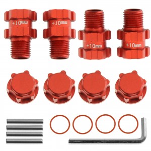 Aluminium Wheel Hex Adapter Convertor 14 to 17mm + 10mm Offset AR310779 For ARRMA 1/10 BIG ROCK GRANITE SENTON VORTEKS - RED - RS-AR310779+10/RE