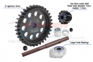 40Cr CARBON STEEL M1.5 SPUR GEAR 33T  MOTOR GEAR 12T FOR TRAXXAS TRAXXAS 1/5 X-MAXX 6S / 1/6 XRT 8S MONSTER - TXM1233TS-BK