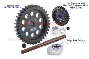 40Cr CARBON STEEL M1.5 SPUR GEAR 35T  MOTOR GEAR 27T FOR TRAXXAS TRAXXAS 1/5 X-MAXX 6S / 1/6 XRT 8S MONSTER - XRT2735TS-BK