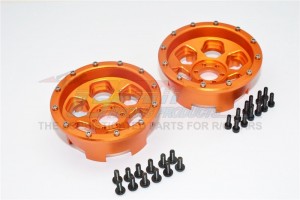GPM YT1006F/R ALUMINIUM FRONT & REAR 2.2 WHEELS  BEADLOCK(6 POLES) AXIAL 1/10 RC YETI ROCK RACER - YT1006F/R-OR