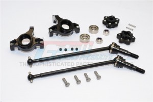 GPM YT102195S ALUMINIUM FRONT KNUCKLE ARM WITH HEX  ADAPTERS & STEEL FRONT CVD DRIVE SHAFT AXIAL YETI ROCK RACER - YT102195S-BK