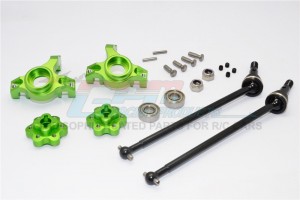 GPM YT102195S ALUMINIUM FRONT KNUCKLE ARM WITH HEX  ADAPTERS & STEEL FRONT CVD DRIVE SHAFT AXIAL YETI ROCK RACER - Green - YT102195S-G
