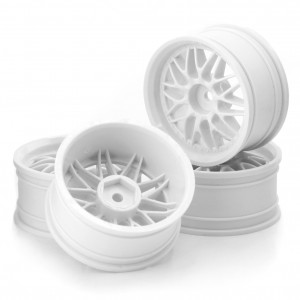 BBS Plastic Rim Set 52 x 26mm For 1/10 TAMIYA TT01 TT02 HPI RACING RS4 SPORT 3 Car - WHITE - WH5226B/WI