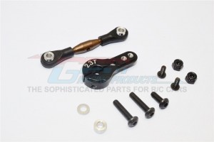 GPM YT16023 SPRING STEEL ANTI-THREAD TIE ROD WITH  ALUMINIUM SERVO HORN FOR 23T SPLINE 1/10 AXIAL YETI ROCK RACER - Black - YT16023-BK