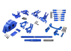 COMBO ALU MOTOR MOUNT F STEERING SAVER R HUB TIE ROD CENTRE SHAFT SET 1/8 ARRMA MOJAVE 8S - BLUE - COMBO-MOJAVE/B