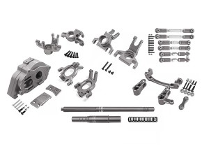 COMBO ALU MOTOR MOUNT F STEERING SAVER R HUB TIE ROD CENTRE SHAFT SET 1/8 ARRMA MOJAVE 8S - GUN SILVER - COMBO-MOJAVE/GS