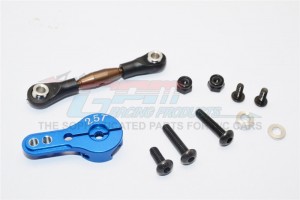 SPRING STEEL ANTI-THREAD TIE ROD WITH  ALUMINIUM SERVO HORN FOR 25T SPLINE AXIAL YETI ROCK RACER - Blue - YT16025-B