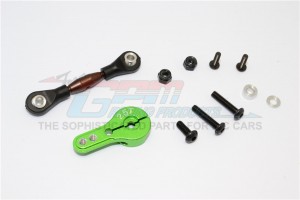 SPRING STEEL ANTI-THREAD TIE ROD WITH  ALUMINIUM SERVO HORN FOR 25T SPLINE AXIAL YETI ROCK RACER - Green - YT16025-G