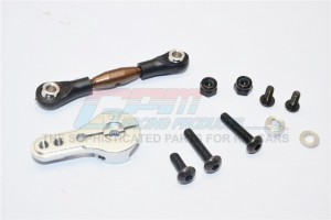 SPRING STEEL ANTI-THREAD TIE ROD WITH  ALUMINIUM SERVO HORN FOR 25T SPLINE AXIAL YETI ROCK RACER - Silver - YT16025-S