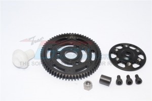 ALUMINIUM SPUR GEAR ADAPTER + STEEL  SPUR GEAR 32 PITCH 64T AXIAL YETI ROCK RACER - YT1664T-BK