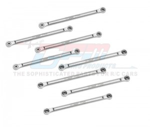 GPM LMTM1449FR Aluminum 7075 Upper & Lower Link Bar Set LOS214044 LOS214045 For LOSI 1/18 Mini LMT Monster LOS01026 - SILVER - LMTM1449FR-S
