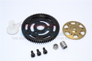 ALUMINIUM SPUR GEAR ADAPTER + STEEL  SPUR GEAR 32 PITCH 64T AXIAL YETI ROCK RACER - Titanium - YT1664T-TIT