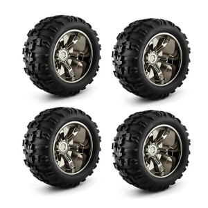 Rubber Tire & Rim Set 156 x 77mm 17mm Hex For 1/8 1/10 TRAXXAS MAXX E-REVO VXL ARRMA KRATON KYOSHO USA-1 MONSTER TRUCK - TITANIUM - TY1567717/TI