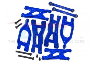 GPM MGO4567 ALUMINUM 7075 FRONT UPPER & LOWER SUSPENSION ARMS REAR SUSPENSION ARMS & LINK ROD ARA330752 FOR ARRMA 1/10 GORGON 4X2 MEGA 550 ARA3230 - BLUE - MGO4567-B
