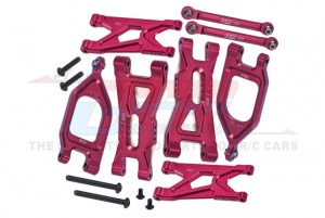 GPM MGO4567 ALUMINUM 7075 FRONT UPPER & LOWER SUSPENSION ARMS REAR SUSPENSION ARMS & LINK ROD ARA330752 FOR ARRMA 1/10 GORGON 4X2 MEGA 550 ARA3230 - RED - MGO4567-R