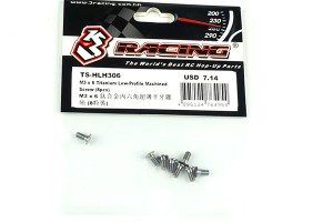 3RACING TS-HLH306 M3 x 6 Titanium Low-Profile Machined Screw - 8pcs For 1/10 RC Car - TS-HLH306