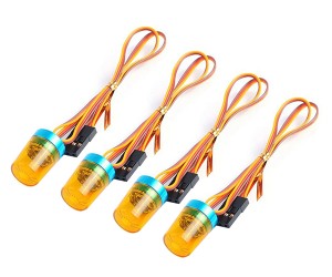 Rotating Police LED Flashing Lamp - 4pcs For 1/14 TAMIYA TRACTOR 1/10 RC Car - RS-ELED02-OR