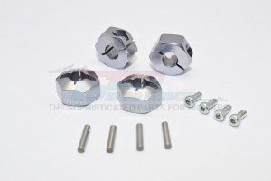 ALLOY HEX ADAPTER (12MMX7MM) -4PCS AXIAL SCX10 - Gun silver - AX010/12X7MM-GS