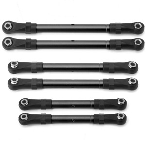 Aluminum Steering Rod Tie Rod Linkage Set 3643 6742 For 1/10 TRAXXAS SLASH HOSS RUSTLER STAMPEDE 4X4 VXL TRUCK - BLACK - TRX-3643/BK