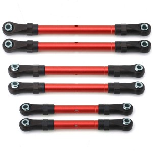 Aluminum Steering Rod Tie Rod Linkage Set 3643 6742 For 1/10 TRAXXAS SLASH HOSS RUSTLER STAMPEDE 4X4 VXL TRUCK - RED - TRX-3643/RE