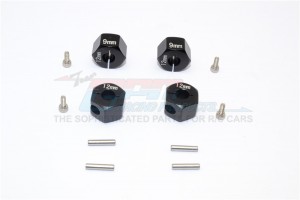 ALLOY HEX ADAPTER (12MMX9MM) -4PCS AXIAL SCX10 - Black - AX010/12X9MM-BK