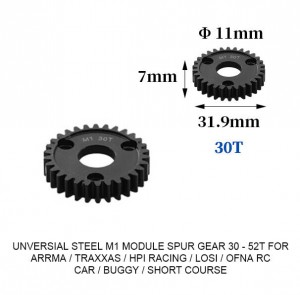 UNIVERSAL STEEL M1 SPUR GEAR 30T - 52T For RC TRAXXAS ARRMA HPI RACING LOSI MUGEN SEPRENT OFNA RC CAR MONSTER TRUCK - 30T - RS-M1/30T