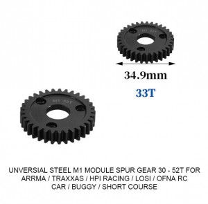 UNIVERSAL STEEL M1 SPUR GEAR 30T - 52T For RC TRAXXAS ARRMA HPI RACING LOSI MUGEN SEPRENT OFNA RC CAR MONSTER TRUCK - 33T - RS-M1/33T