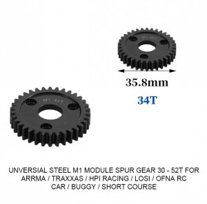 UNIVERSAL STEEL M1 SPUR GEAR 30T - 52T For RC TRAXXAS ARRMA HPI RACING LOSI MUGEN SEPRENT OFNA RC CAR MONSTER TRUCK - RS-M1/34T