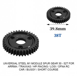 UNIVERSAL STEEL M1 SPUR GEAR 30T - 52T For RC TRAXXAS ARRMA HPI RACING LOSI MUGEN SEPRENT OFNA RC CAR MONSTER TRUCK - RS-M1/38T