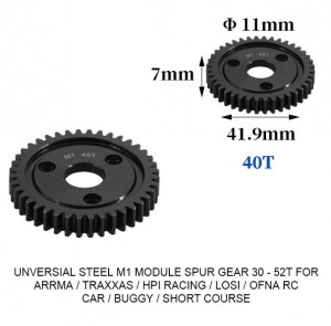 UNIVERSAL STEEL M1 SPUR GEAR 30T - 52T For RC TRAXXAS ARRMA HPI RACING LOSI MUGEN SEPRENT OFNA RC CAR MONSTER TRUCK - 40T - RS-M1/40T