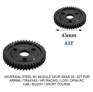 UNIVERSAL STEEL M1 SPUR GEAR 30T - 52T For RC TRAXXAS ARRMA HPI RACING LOSI MUGEN SEPRENT OFNA RC CAR MONSTER TRUCK - 43T - RS-M1/43T