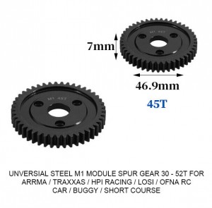 UNIVERSAL STEEL M1 SPUR GEAR 30T - 52T For RC TRAXXAS ARRMA HPI RACING LOSI MUGEN SEPRENT OFNA RC CAR MONSTER TRUCK - 45T - RS-M1/45T