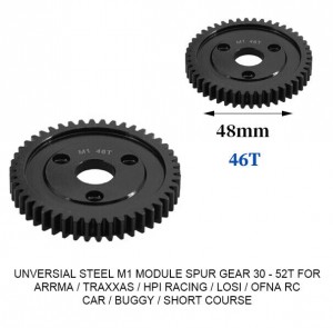 UNIVERSAL STEEL M1 SPUR GEAR 30T - 52T For RC TRAXXAS ARRMA HPI RACING LOSI MUGEN SEPRENT OFNA RC CAR MONSTER TRUCK - RS-M1/46T