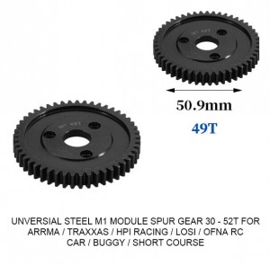 UNIVERSAL STEEL M1 SPUR GEAR 30T - 52T For RC TRAXXAS ARRMA HPI RACING LOSI MUGEN SEPRENT OFNA RC CAR MONSTER TRUCK - 49T - RS-M1/49T