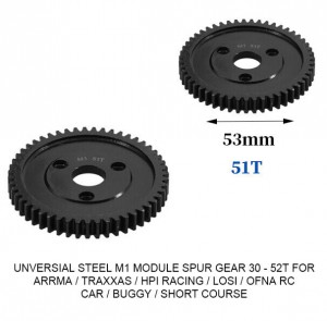 UNIVERSAL STEEL M1 SPUR GEAR 30T - 52T For RC TRAXXAS ARRMA HPI RACING LOSI MUGEN SEPRENT OFNA RC CAR MONSTER TRUCK - RS-M1/51T