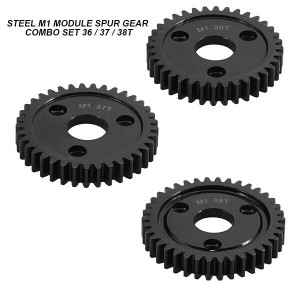 STEEL MOD 1 M1 SPUR GEAR 3PCS COMBO SET For RC TRAXXAS ARRMA HPI RACING LOSI MUGEN SEPRENT OFNA RC CAR MONSTER TRUCK - 36 / 37 / 38T - RS-M1363738T