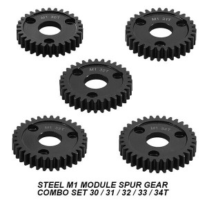 STEEL MOD 1 M1 SPUR GEAR 5PCS COMBO SET For RC TRAXXAS ARRMA HPI RACING LOSI MUGEN SEPRENT OFNA RC CAR MONSTER TRUCK - 30 / 31 / 32 / 33 / 34T - RS-M1-3031323334T