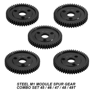 STEEL MOD 1 M1 SPUR GEAR 5PCS COMBO SET For RC TRAXXAS ARRMA HPI RACING LOSI MUGEN SEPRENT OFNA RC CAR MONSTER TRUCK - RS-M1-4546474849T