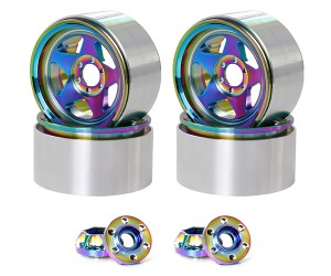 Aluminium 5 Spoke Dual Color 2.2 Inch Rim For AXIAL SCX10 RBX10 TRAXXAS TRX-4 Crawler Truck - WH022/IR