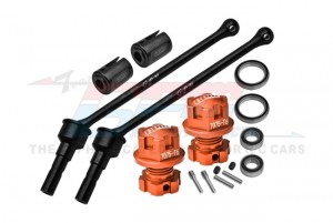 GPM TXMW110F/RSN CARBON STEEL FRONT / REAR EXTEND CVD SHAFT -110mm WITH 7075 ALLOY WHEEL LOCK & HEX CLAW 8996X FOR TRAXXAS 1/10 MAXX W/ WIDEMAXX MONSTER TRUCK 89086-4 - ORANGE - TXMW110F/RSN-OR