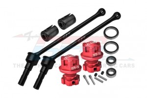 GPM TXMW110F/RSN CARBON STEEL FRONT / REAR EXTEND CVD SHAFT -110mm WITH 7075 ALLOY WHEEL LOCK & HEX CLAW 8996X FOR TRAXXAS 1/10 MAXX W/ WIDEMAXX MONSTER TRUCK 89086-4 - RED - TXMW110F/RSN-R