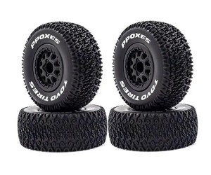 Short Course Truck Rubber Tire & Rim Set 12mm Hex For 1/10 TRAXXAS SLASH 4X4 / ARRMA SENTON - TYPE B - TY1124212/B