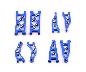 Aluminum Front & Rear Suspension Arm Set ARA330808 ARA330809 For ARRMA 1/18 GRANITE ARA2102T1 / TYPHON GROM MEGA 380 ARA2106T1 - BLUE - RS-ARA33080809/BU