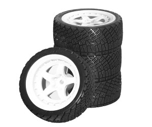 Rubber Tire & Rim Set 68 x 26mm 12mm Hex 5 Spoke Pattern For 1/10 TAMIYA TT-01 TT-02 XV-01 XV-02 TA06 Rally Truck - TY682612D