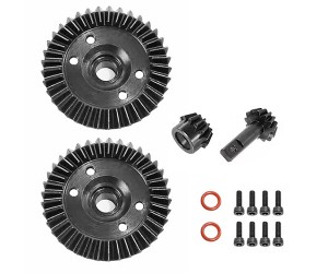 STEEL FRONT &  REAR DIFF RING PINION GEAR SET 5379 6879 FOR TRAXXAS RAPTOR R HOSS RUSTLER SLASH 4X4 - RS-TRX53796879/BK