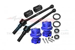 GPM TS088FRS 4140 CARBON STEEL FRONT / REAR CVD SHAFT - 88mm WITH 7075 ALLOY WHEEL LOCK & HEX CLAW 8950X 8654 FOR TRAXXAS 1/8 MAXX SLASH 8S /  1/10  MAXX MONSTER - BLUE - TS088F/RS-B