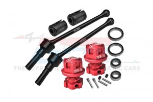 GPM TS088FRS 4140 CARBON STEEL FRONT / REAR CVD SHAFT - 88mm WITH 7075 ALLOY WHEEL LOCK & HEX CLAW 8950X 8654 FOR TRAXXAS 1/8 MAXX SLASH 8S /  1/10  MAXX MONSTER - RED - TS088F/RS-R
