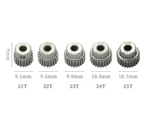 HARD COATED ALUMINUM 64P PITCH 21T - 44T 5PCS PINION GEAR ET FOR 1/8 1/10 RC CAR BUGGY - RS-PG21-25T