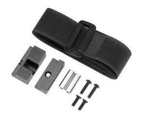 ALUMINUM BATTERY HOLD MOUNT WITH MAGIC STRAP FOR 1/10 TAMIYA TT-02 TT-02D RC TOURING CAR - BLACK - TT02-21/BK