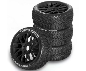 RUBBER TIRE & RIM SET 110 X 45mm 17mm Hex For 1/8 1/10 RC ARRMA TYPHON KYOSHO MP9 MP10 TEKNO EB48 - WH-1104517/BK